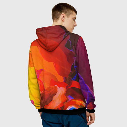 Мужская толстовка Красно-оранжевый камень / 3D-Черный – фото 4