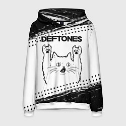 Мужская толстовка Deftones рок кот на светлом фоне