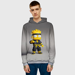 Толстовка-худи мужская Bart Simpson - ninja - Japan, цвет: 3D-меланж — фото 2