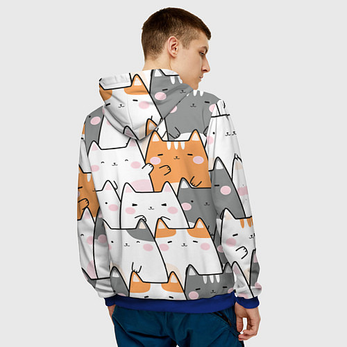 Мужская толстовка Семья котиков / 3D-Синий – фото 4