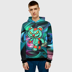 Толстовка-худи мужская Кровожадный мишутка-вуду, цвет: 3D-черный — фото 2