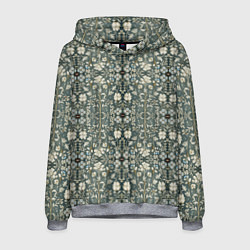 Мужская толстовка Белые цветочки на сером фоне