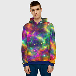 Толстовка-худи мужская Яркий неоновый космос, цвет: 3D-синий — фото 2