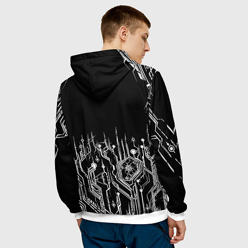 Мужская толстовка Киберпанк-модерн / 3D-Белый – фото 4