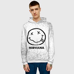 Толстовка-худи мужская Nirvana с потертостями на светлом фоне, цвет: 3D-белый — фото 2