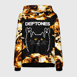 Мужская толстовка Deftones рок кот и огонь