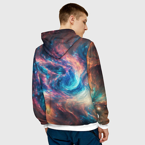 Мужская толстовка Космические узоры необычные / 3D-Белый – фото 4