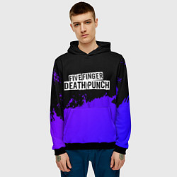 Толстовка-худи мужская Five Finger Death Punch purple grunge, цвет: 3D-черный — фото 2