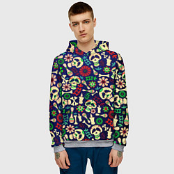 Толстовка-худи мужская Мексиканский карнавал - Carnaval Mexicano, цвет: 3D-меланж — фото 2