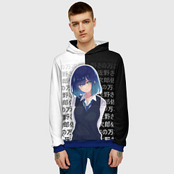 Толстовка-худи мужская Аканэ - Звёздное дитя - иероглифы, цвет: 3D-синий — фото 2
