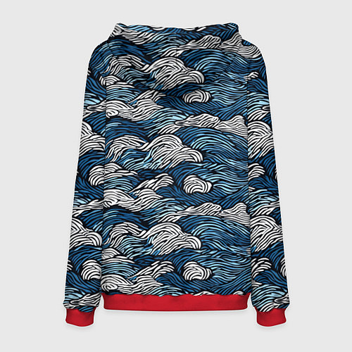 Мужская толстовка Морские волны паттерн / 3D-Красный – фото 2