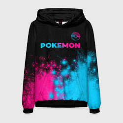 Мужская толстовка Pokemon - neon gradient: символ сверху