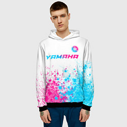 Толстовка-худи мужская Yamaha neon gradient style: символ сверху, цвет: 3D-черный — фото 2