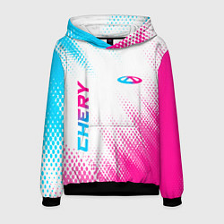 Толстовка-худи мужская Chery neon gradient style: надпись, символ, цвет: 3D-черный