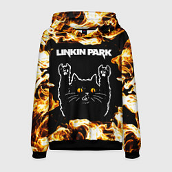 Мужская толстовка Linkin Park рок кот и огонь
