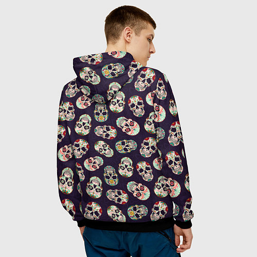 Мужская толстовка Узор с черепами Pattern with skulls / 3D-Черный – фото 4