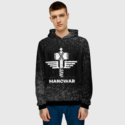 Толстовка-худи мужская Manowar с потертостями на темном фоне, цвет: 3D-черный — фото 2