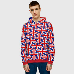 Толстовка-худи мужская Флаги Великобритании, цвет: 3D-красный — фото 2