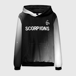 Мужская толстовка Scorpions glitch на темном фоне: символ сверху