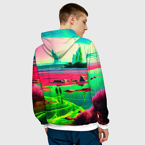 Мужская толстовка Кислотный мир / 3D-Белый – фото 4