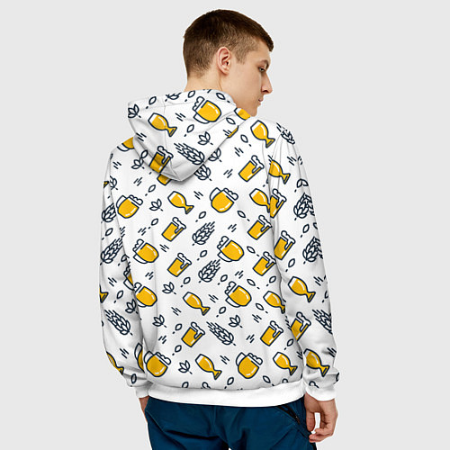 Мужская толстовка Пиво пенное / 3D-Белый – фото 4