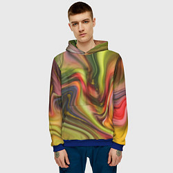 Толстовка-худи мужская Abstraction waves, цвет: 3D-синий — фото 2