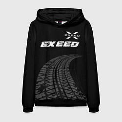 Мужская толстовка Exeed speed на темном фоне со следами шин: символ