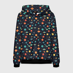 Мужская толстовка Темный космос с планетами паттерн