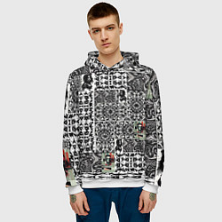Толстовка-худи мужская Орнамент древних цивилизаций, цвет: 3D-белый — фото 2