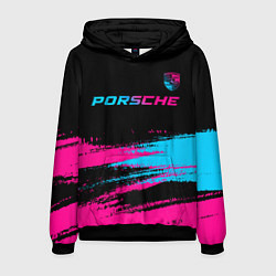 Мужская толстовка Porsche - neon gradient: символ сверху