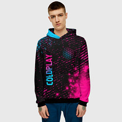 Толстовка-худи мужская Coldplay - neon gradient: надпись, символ, цвет: 3D-черный — фото 2