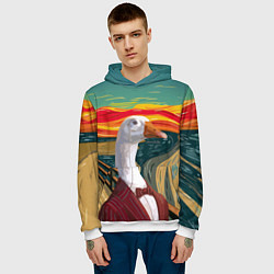 Толстовка-худи мужская Утка пародия на картину Крик, цвет: 3D-белый — фото 2