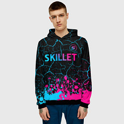 Толстовка-худи мужская Skillet - neon gradient: символ сверху, цвет: 3D-черный — фото 2