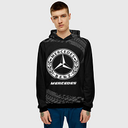 Толстовка-худи мужская Mercedes speed на темном фоне со следами шин, цвет: 3D-черный — фото 2