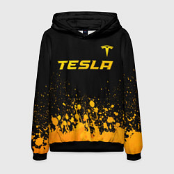 Мужская толстовка Tesla - gold gradient: символ сверху
