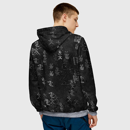 Мужская толстовка White dragon - grunge / 3D-Меланж – фото 4