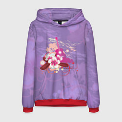 Мужская толстовка Розовая гитара и цветочный орнамент