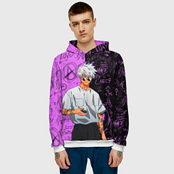 Толстовка-худи мужская Модный Сатору Годжо - Магическая битва, цвет: 3D-белый — фото 2