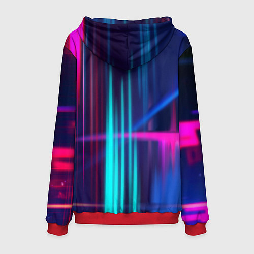 Мужская толстовка Кибер-девушка неон аниме / 3D-Красный – фото 2