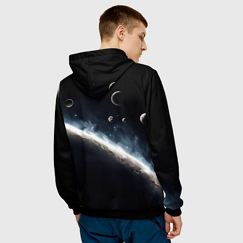 Мужская толстовка Космонавт и шахматы / 3D-Черный – фото 4