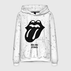 Мужская толстовка Rolling Stones glitch на светлом фоне