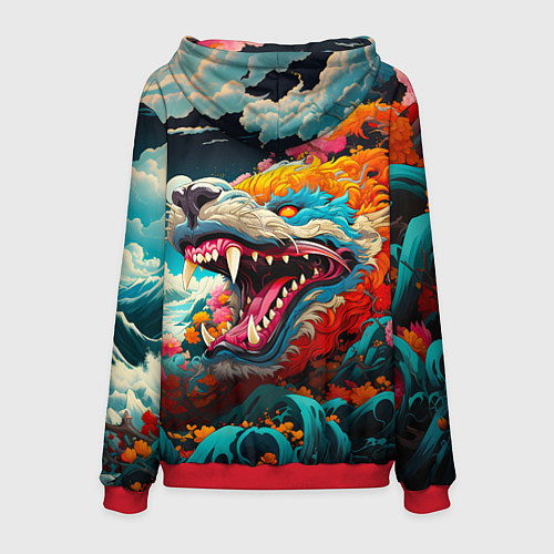 Мужская толстовка Ребекка и дракон - Киберпанк аниме / 3D-Красный – фото 2