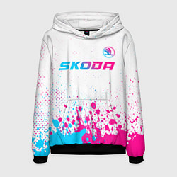 Мужская толстовка Skoda neon gradient style: символ сверху