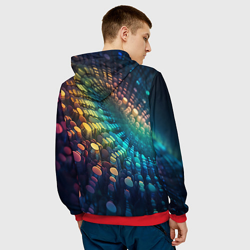 Мужская толстовка Радужные блики нейроарт / 3D-Красный – фото 4