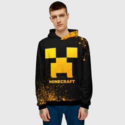 Толстовка-худи мужская Minecraft - gold gradient, цвет: 3D-черный — фото 2