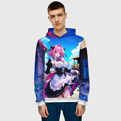 Толстовка-худи мужская Астольфо служанка - Fate grand order, цвет: 3D-белый — фото 2