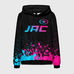 Толстовка-худи мужская JAC - neon gradient: символ сверху, цвет: 3D-черный