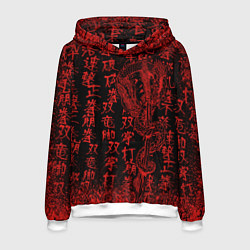Мужская толстовка Дракон и катана - иероглифы