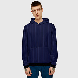 Толстовка-худи мужская Серьезный тёмно-синий полосы, цвет: 3D-черный — фото 2