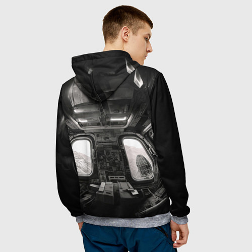 Мужская толстовка Ксеноморф в каюте космического корабля / 3D-Меланж – фото 4
